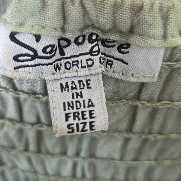 Sapogee Bohemian Dress with Corset Bodice Lace Detail Free Size Sage Green - Picture 2 of 16